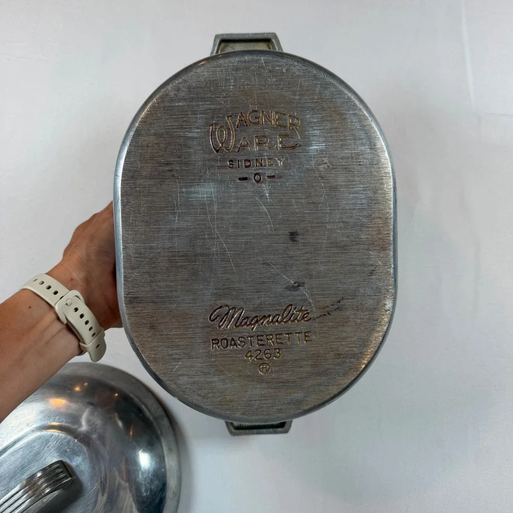 Wagner Ware Sidney 0 Magnalite Roasterette 4263 Vtg Aluminum Oval Roaster w/ Lid